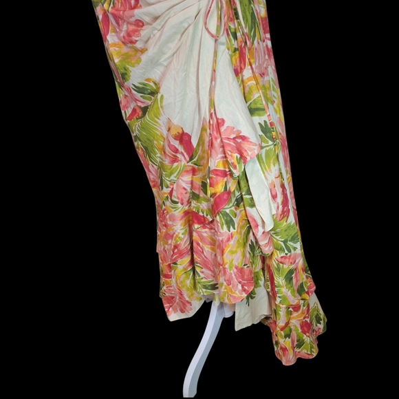 Gibson Latimer Wrap Midi Floral Dress Ruffled Tiered High Low Hem Women Size XXL - Picture 12 of 16